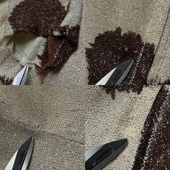 70s vintage metallic midi dress animal cow print beaded v-neck long sleeve. - Picture 10 of 12